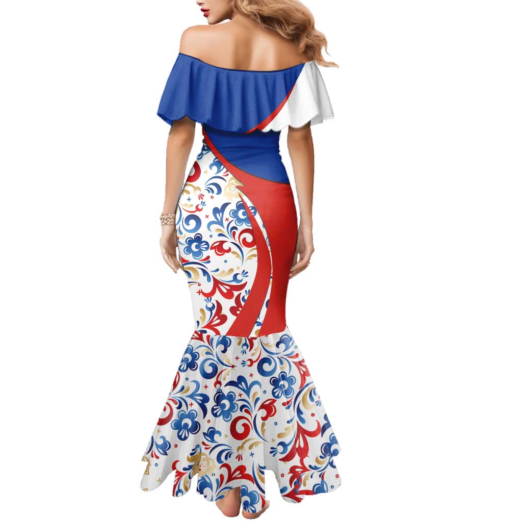 Matryoshka Doll Family Matching Mermaid Dress and Hawaiian Shirt Flag Color Style No2 - Wonder Print Shop