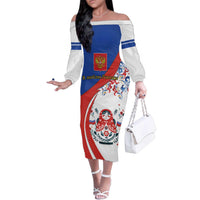 Matryoshka Doll Family Matching Off The Shoulder Long Sleeve Dress and Hawaiian Shirt Flag Color Style No2 - Wonder Print Shop