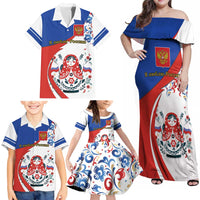 Matryoshka Doll Family Matching Off Shoulder Maxi Dress and Hawaiian Shirt Flag Color Style No2 - Wonder Print Shop