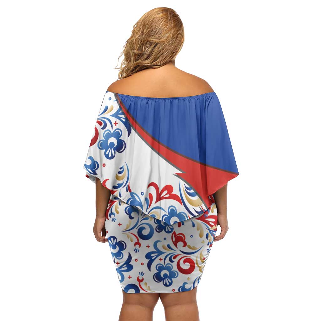 Matryoshka Doll Family Matching Off Shoulder Short Dress and Hawaiian Shirt Flag Color Style No2 - Wonder Print Shop