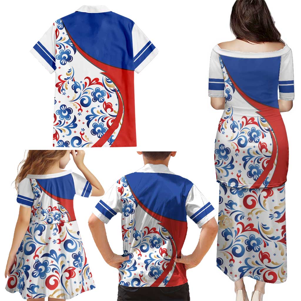 Matryoshka Doll Family Matching Puletasi and Hawaiian Shirt Flag Color Style No2 - Wonder Print Shop