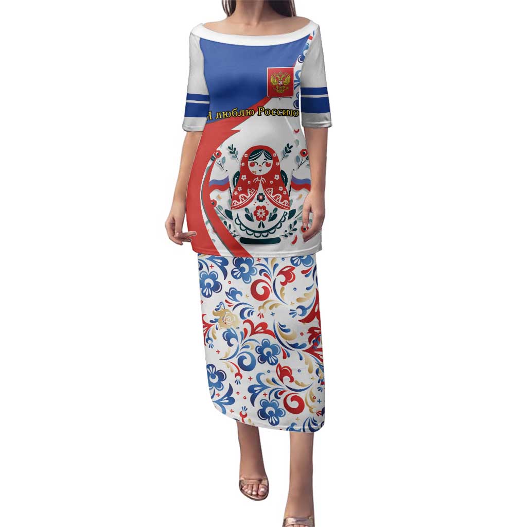Matryoshka Doll Family Matching Puletasi and Hawaiian Shirt Flag Color Style No2 - Wonder Print Shop