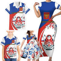 Matryoshka Doll Family Matching Short Sleeve Bodycon Dress and Hawaiian Shirt Flag Color Style No2 - Wonder Print Shop