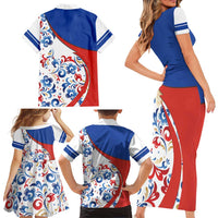 Matryoshka Doll Family Matching Short Sleeve Bodycon Dress and Hawaiian Shirt Flag Color Style No2 - Wonder Print Shop