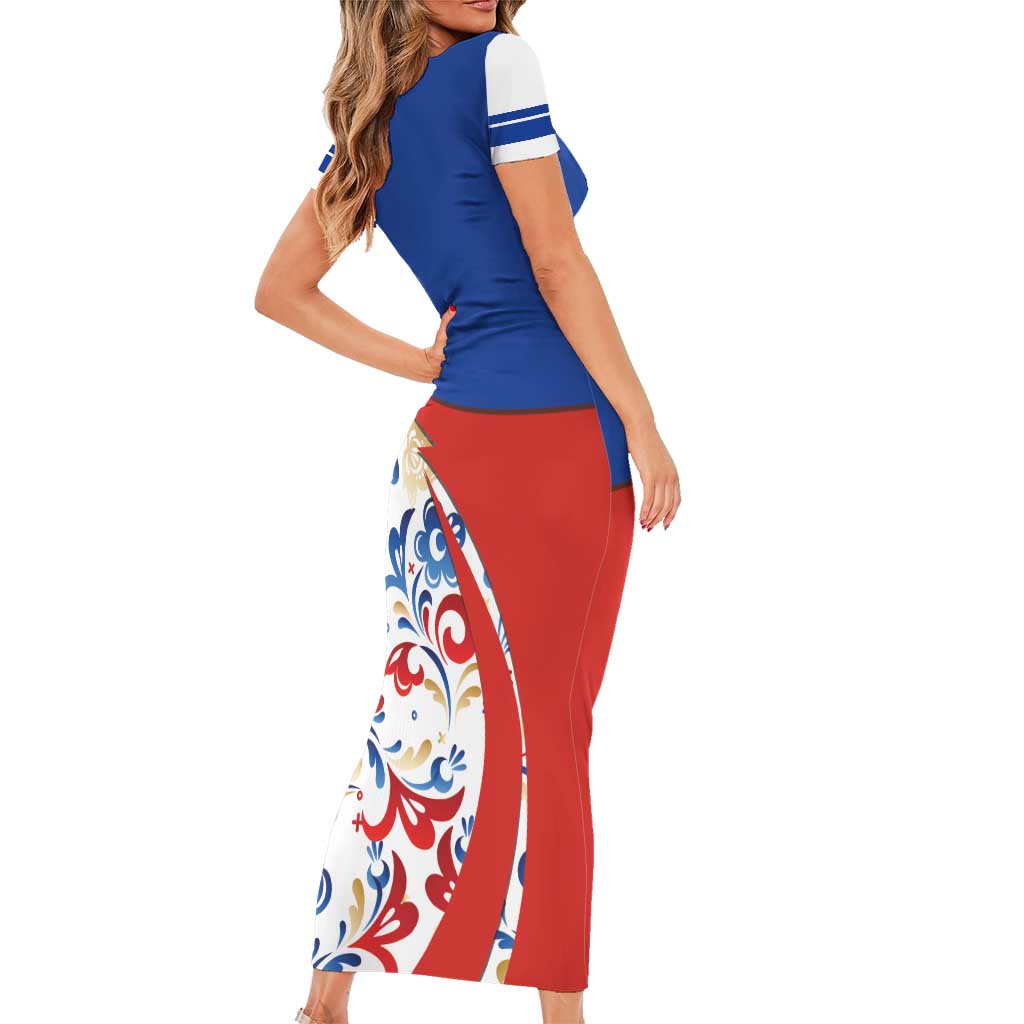 Matryoshka Doll Family Matching Short Sleeve Bodycon Dress and Hawaiian Shirt Flag Color Style No2 - Wonder Print Shop