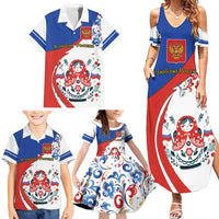Matryoshka Doll Family Matching Summer Maxi Dress and Hawaiian Shirt Flag Color Style No2 - Wonder Print Shop
