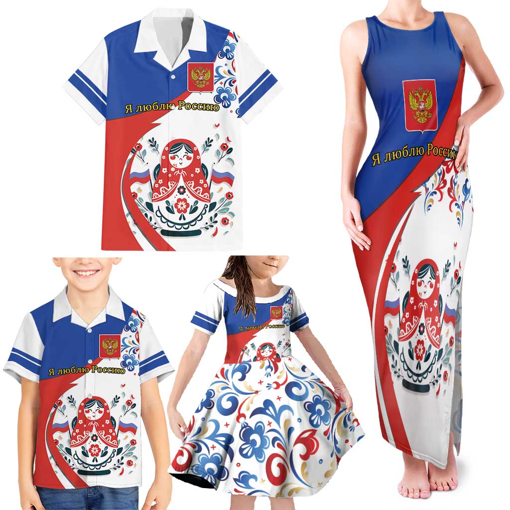 Matryoshka Doll Family Matching Tank Maxi Dress and Hawaiian Shirt Flag Color Style No2 - Wonder Print Shop