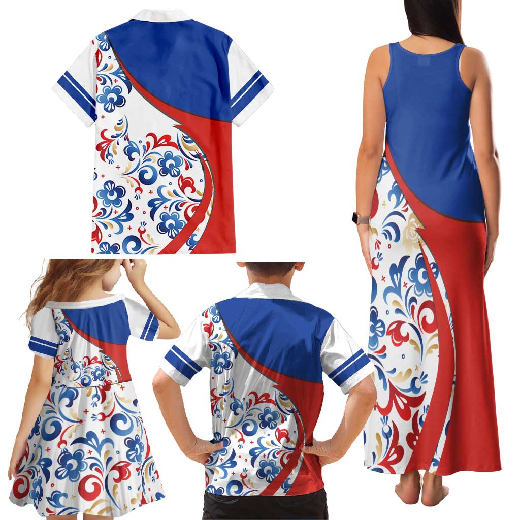 Matryoshka Doll Family Matching Tank Maxi Dress and Hawaiian Shirt Flag Color Style No2 - Wonder Print Shop