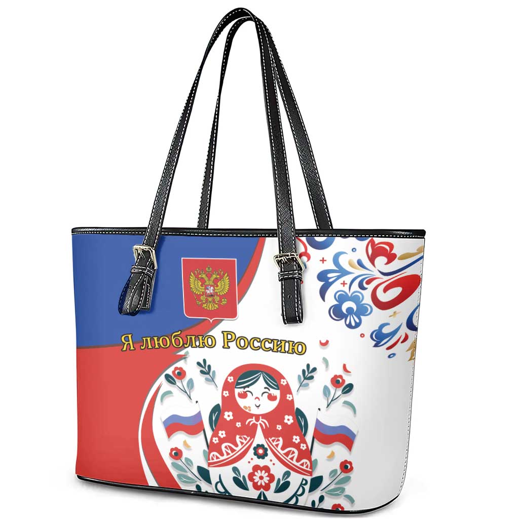 Matryoshka Doll Leather Tote Bag Flag Color Style No2 - Wonder Print Shop