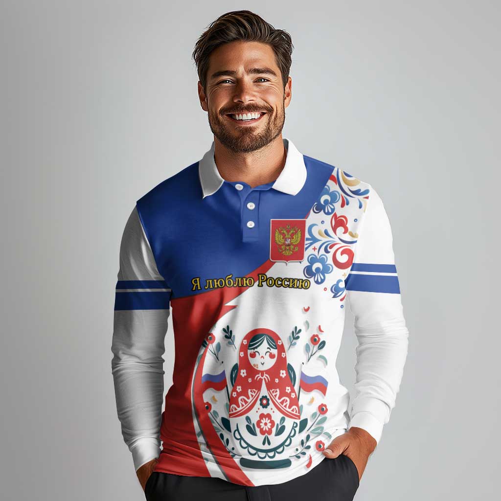 Matryoshka Doll Long Sleeve Polo Shirt Flag Color Style No2 - Wonder Print Shop
