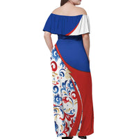 Matryoshka Doll Off Shoulder Maxi Dress Flag Color Style No2 - Wonder Print Shop