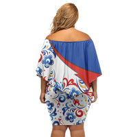 Matryoshka Doll Off Shoulder Short Dress Flag Color Style No2 - Wonder Print Shop