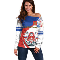 Matryoshka Doll Off Shoulder Sweater Flag Color Style No2 - Wonder Print Shop