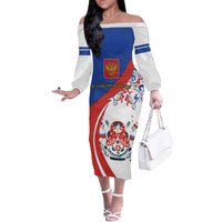Matryoshka Doll Off The Shoulder Long Sleeve Dress Flag Color Style No2 - Wonder Print Shop