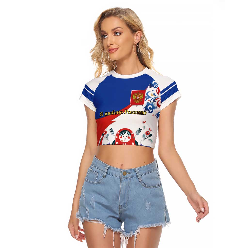 Matryoshka Doll Raglan Cropped T Shirt Flag Color Style No2 - Wonder Print Shop