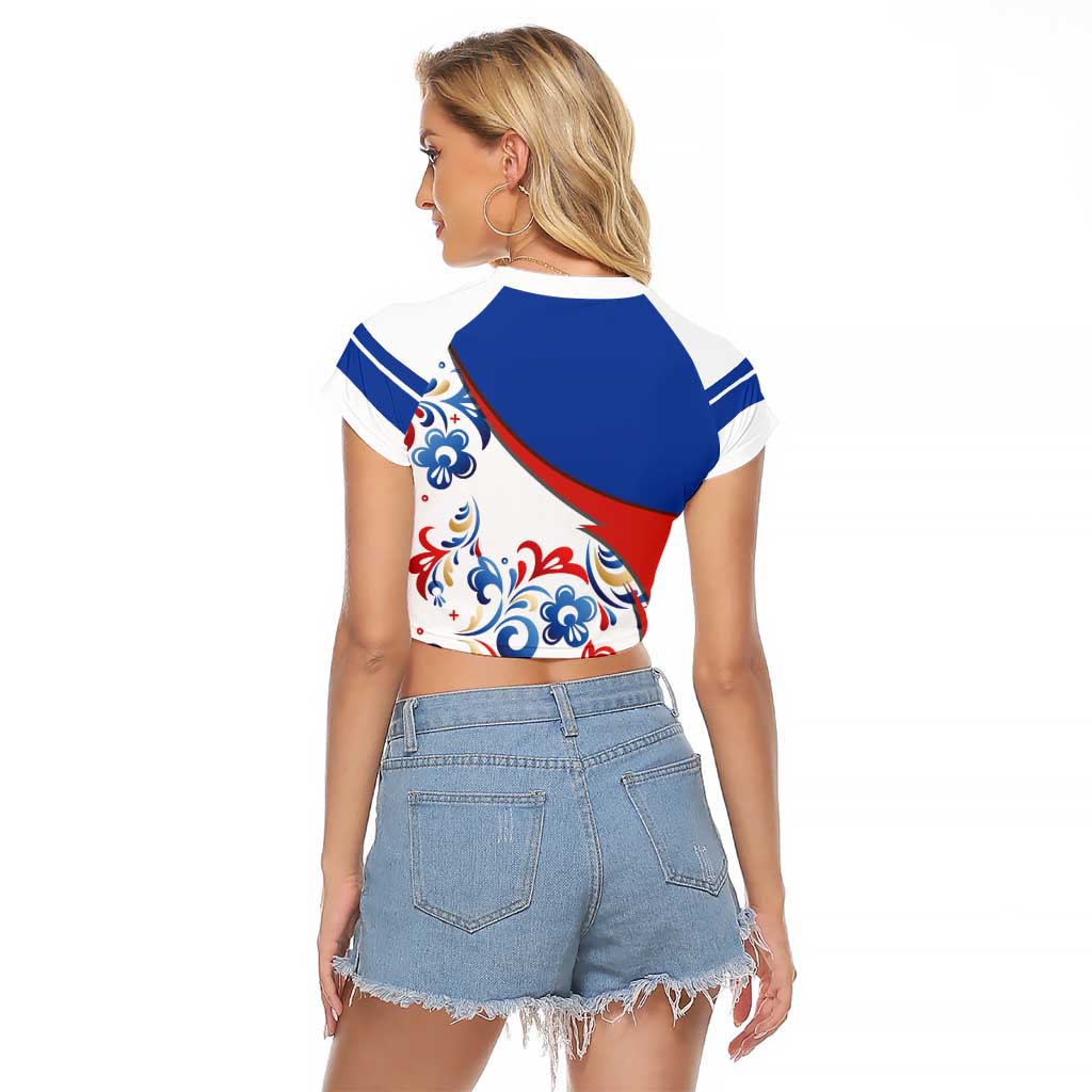 Matryoshka Doll Raglan Cropped T Shirt Flag Color Style No2 - Wonder Print Shop