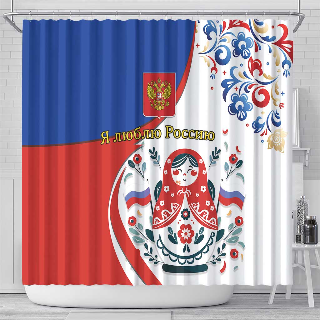 Matryoshka Doll Shower Curtain Flag Color Style No2 - Wonder Print Shop