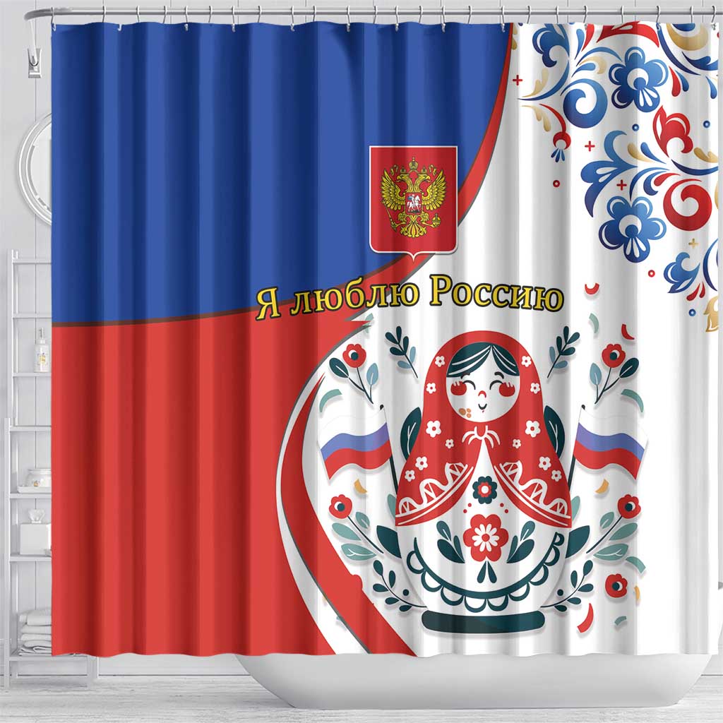 Matryoshka Doll Shower Curtain Flag Color Style No2 - Wonder Print Shop