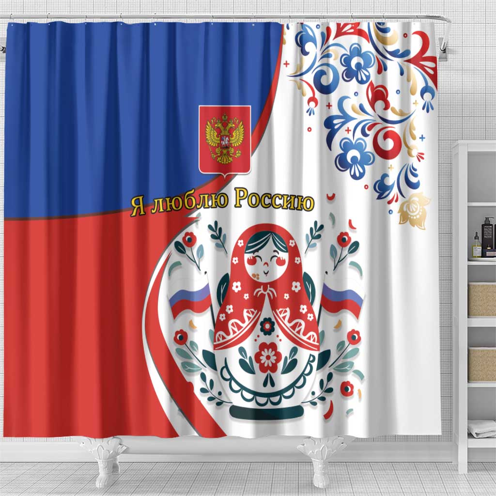 Matryoshka Doll Shower Curtain Flag Color Style No2 - Wonder Print Shop