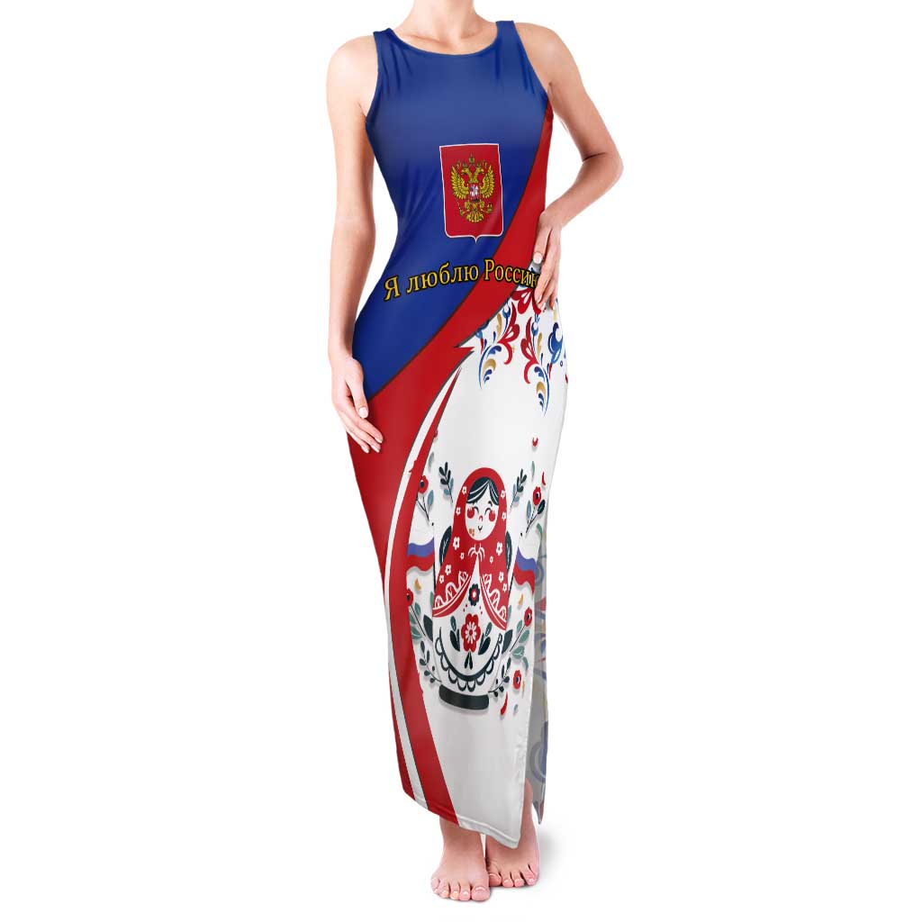 Matryoshka Doll Tank Maxi Dress Flag Color Style No2 - Wonder Print Shop