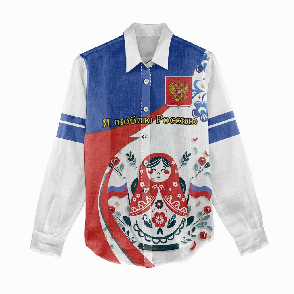 Matryoshka Doll Women Casual Shirt Flag Color Style No2 - Wonder Print Shop