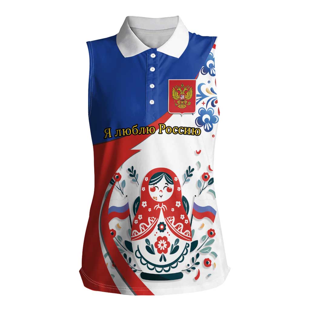 Matryoshka Doll Women Sleeveless Polo Shirt Flag Color Style No2 - Wonder Print Shop