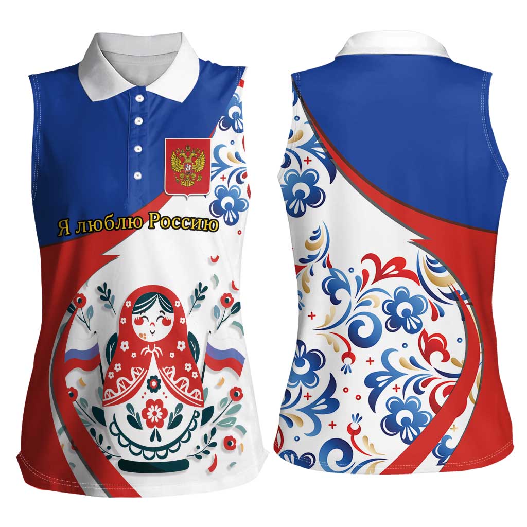 Matryoshka Doll Women Sleeveless Polo Shirt Flag Color Style No2 - Wonder Print Shop
