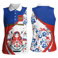 Matryoshka Doll Women Sleeveless Polo Shirt Flag Color Style No2 - Wonder Print Shop