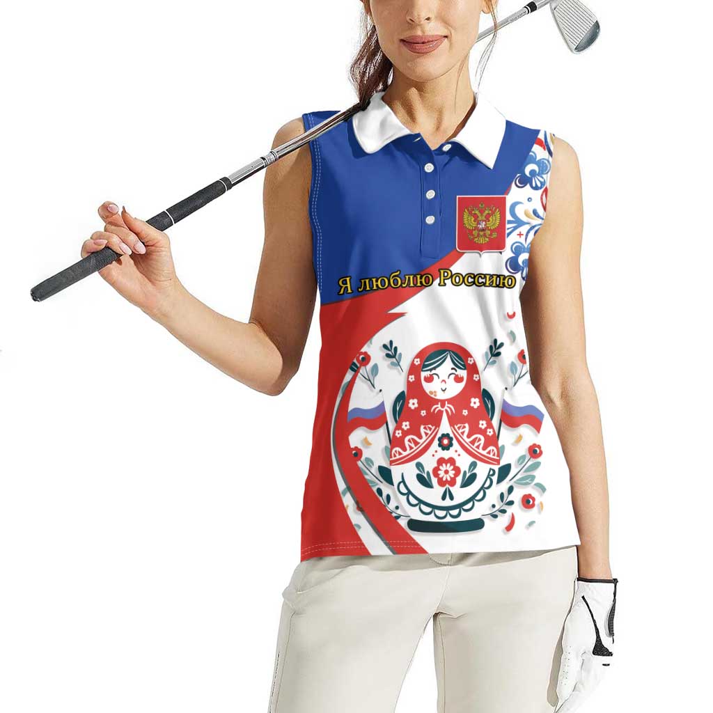 Matryoshka Doll Women Sleeveless Polo Shirt Flag Color Style No2 - Wonder Print Shop
