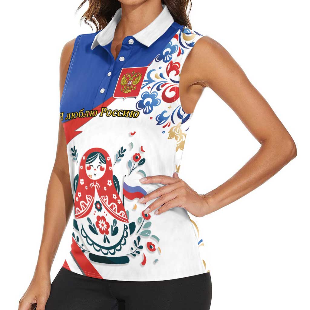 Matryoshka Doll Women Sleeveless Polo Shirt Flag Color Style No2 - Wonder Print Shop