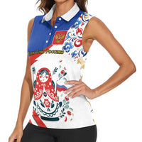 Matryoshka Doll Women Sleeveless Polo Shirt Flag Color Style No2 - Wonder Print Shop