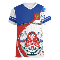 Matryoshka Doll Women V-Neck T-Shirt Flag Color Style No2 - Wonder Print Shop