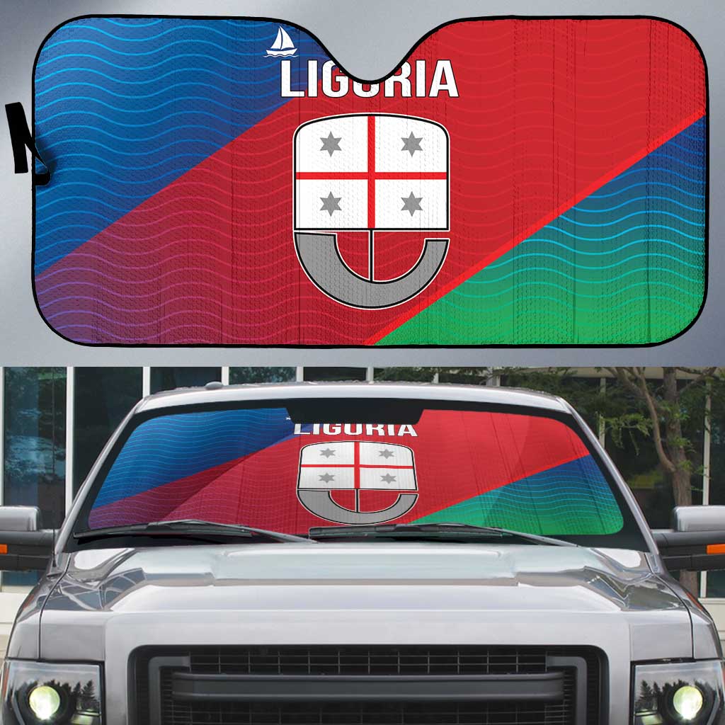 Italy Liguria Auto Sun Shade Emblem With Flag Style - Wonder Print Shop