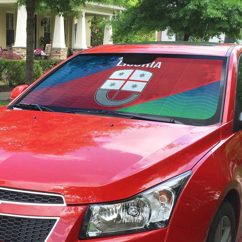 Italy Liguria Auto Sun Shade Emblem With Flag Style - Wonder Print Shop