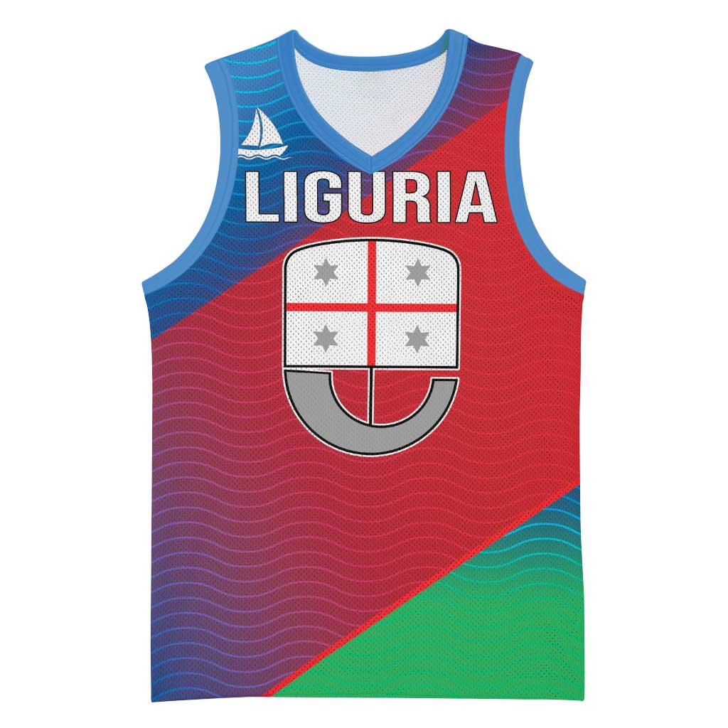 Italy Liguria Basketball Jersey Emblem With Flag Style - Wonder Print Shop