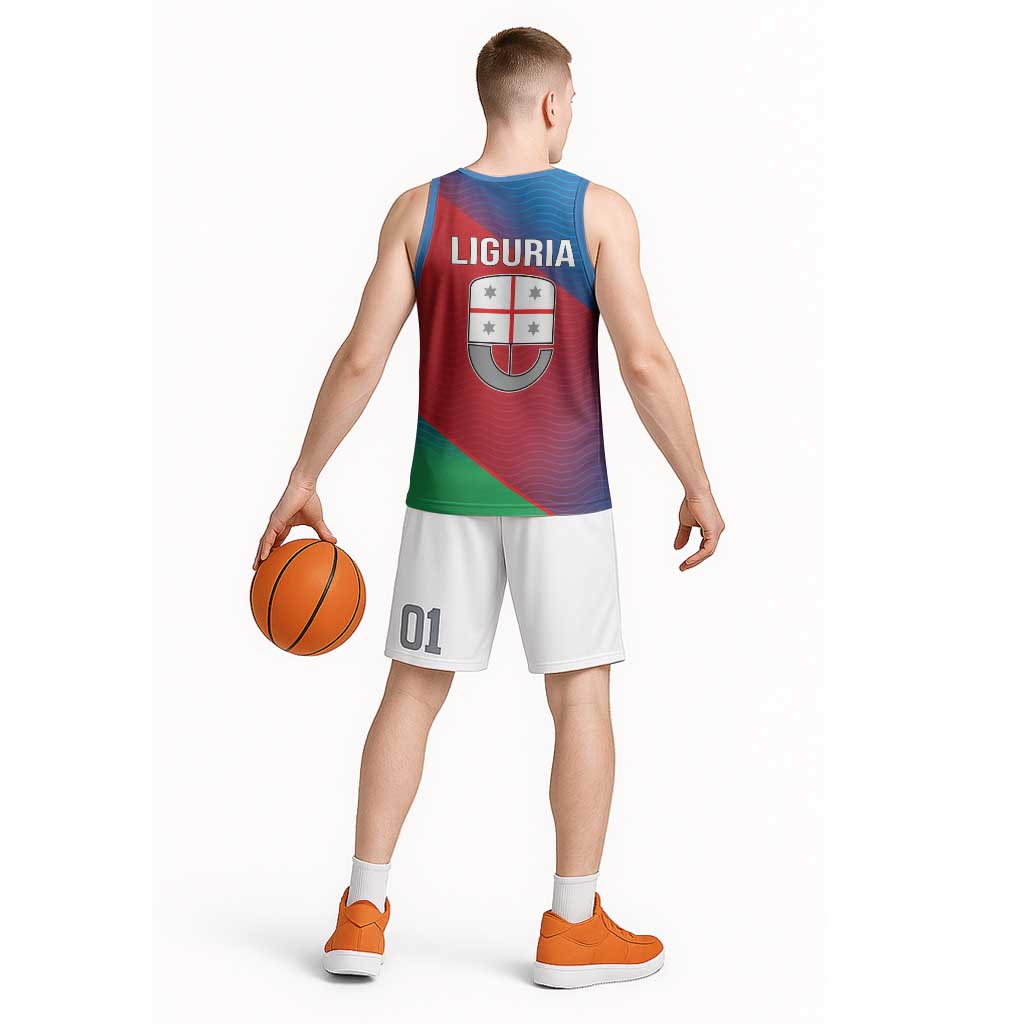 Italy Liguria Basketball Jersey Emblem With Flag Style - Wonder Print Shop