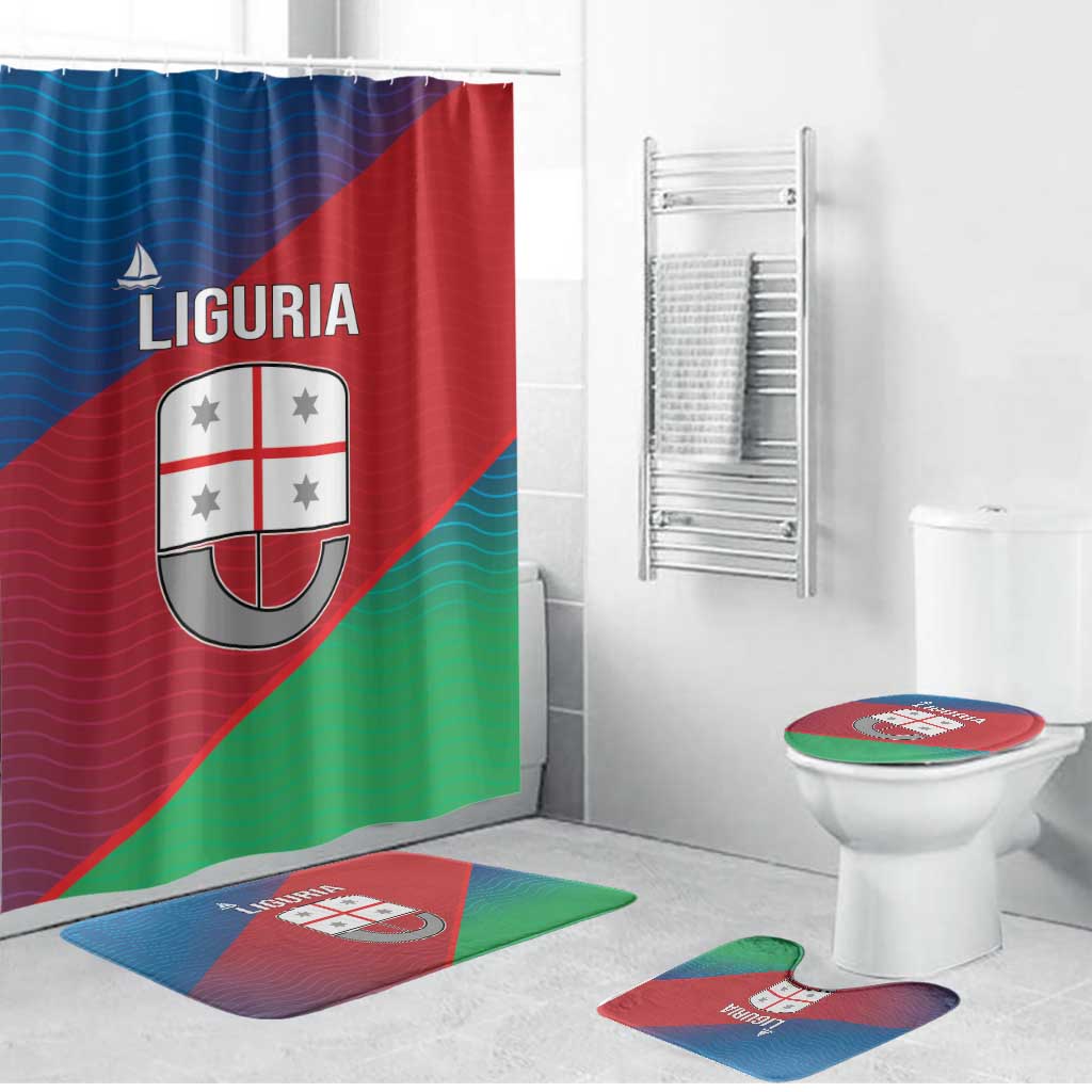 Italy Liguria Bathroom Set Emblem With Flag Style - Wonder Print Shop