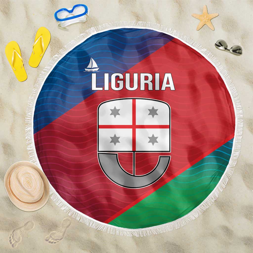 Italy Liguria Beach Blanket Emblem With Flag Style - Wonder Print Shop