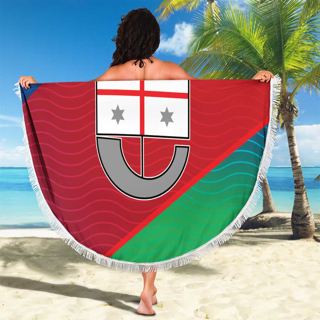Italy Liguria Beach Blanket Emblem With Flag Style - Wonder Print Shop