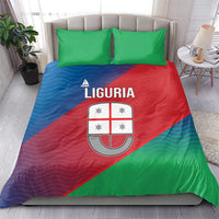 Italy Liguria Bedding Set Emblem With Flag Style - Wonder Print Shop