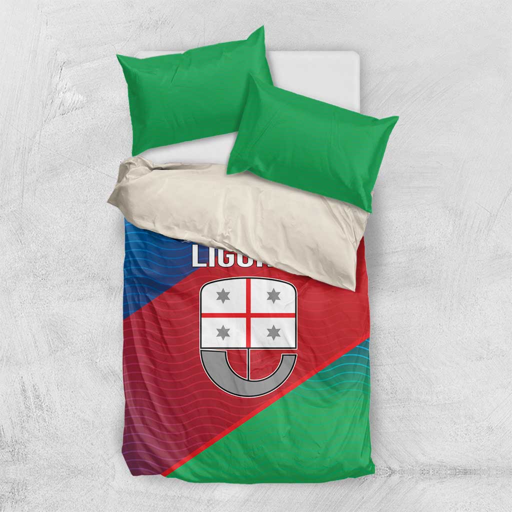 Italy Liguria Bedding Set Emblem With Flag Style - Wonder Print Shop
