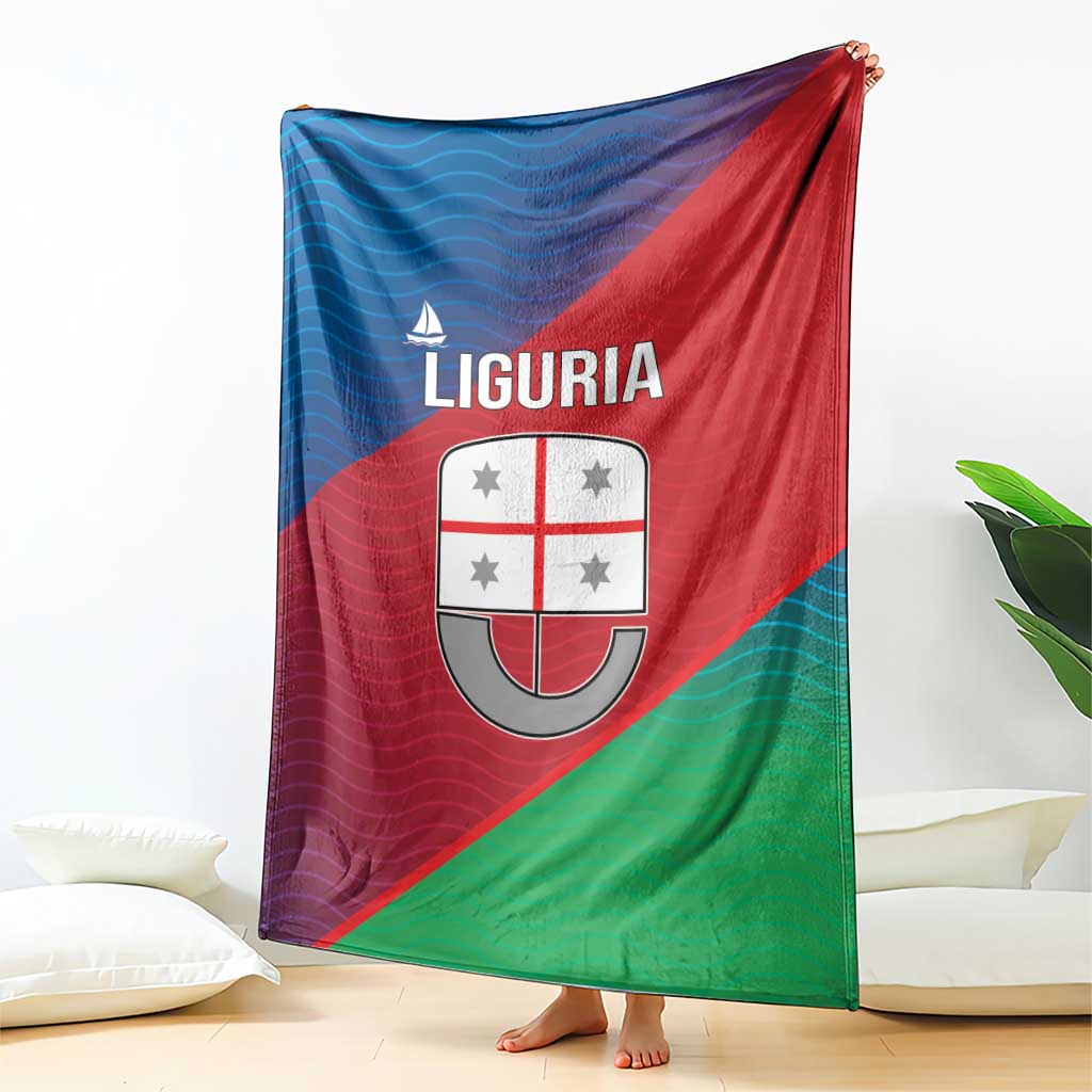 Italy Liguria Blanket Emblem With Flag Style - Wonder Print Shop