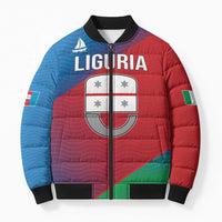 Italy Liguria Bomber Puffer Jacket Emblem With Flag Style - Wonder Print Shop