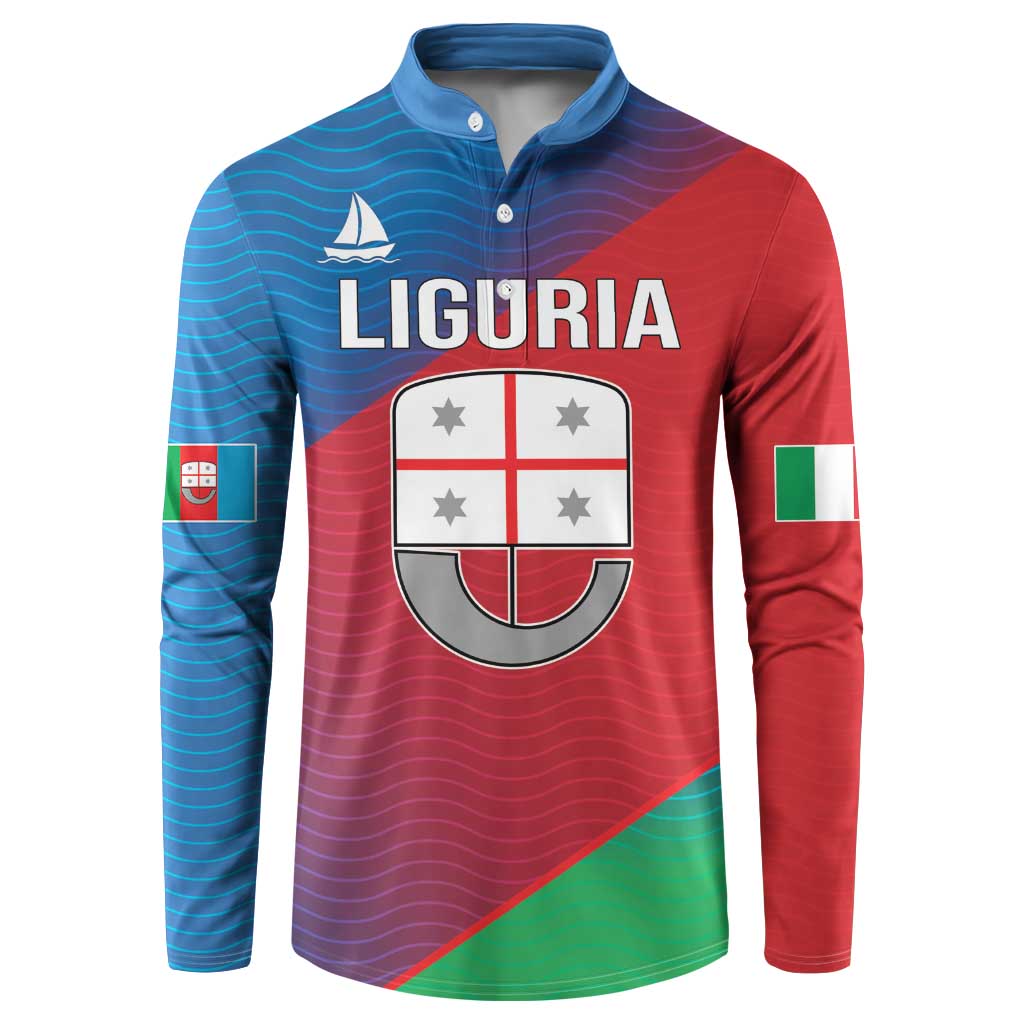 Italy Liguria Button Sweatshirt Emblem With Flag Style LT19
