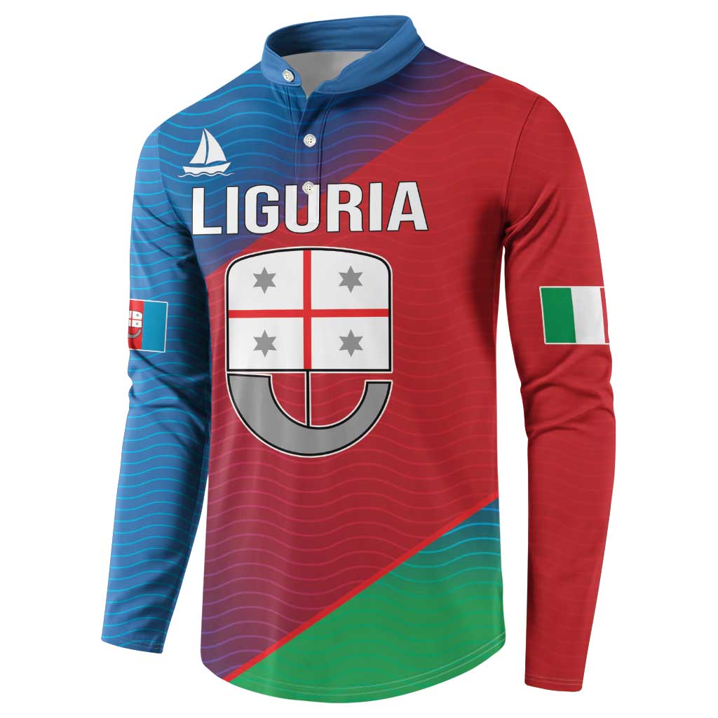 Italy Liguria Button Sweatshirt Emblem With Flag Style LT19