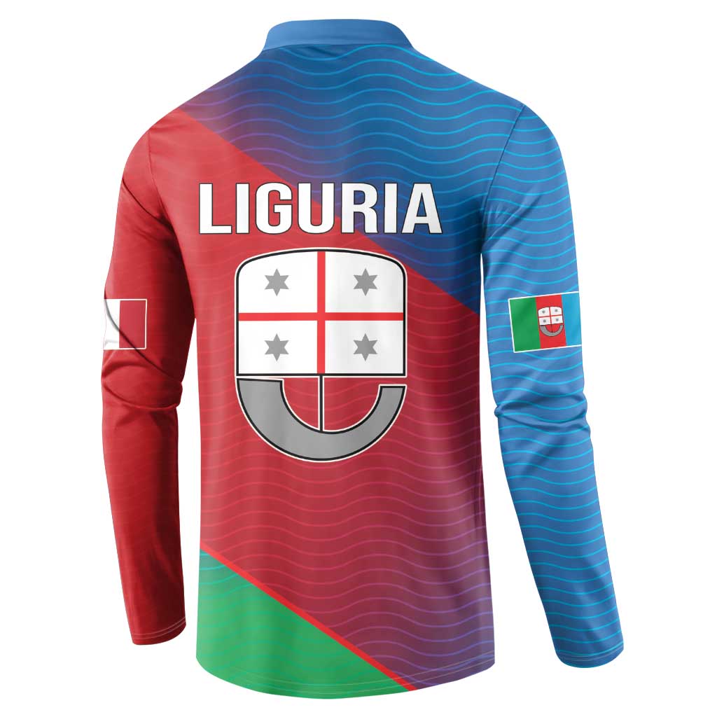 Italy Liguria Button Sweatshirt Emblem With Flag Style LT19