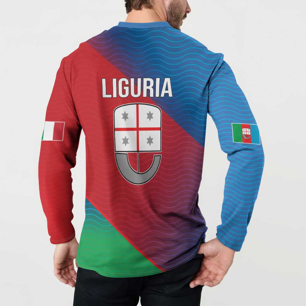 Italy Liguria Button Sweatshirt Emblem With Flag Style LT19