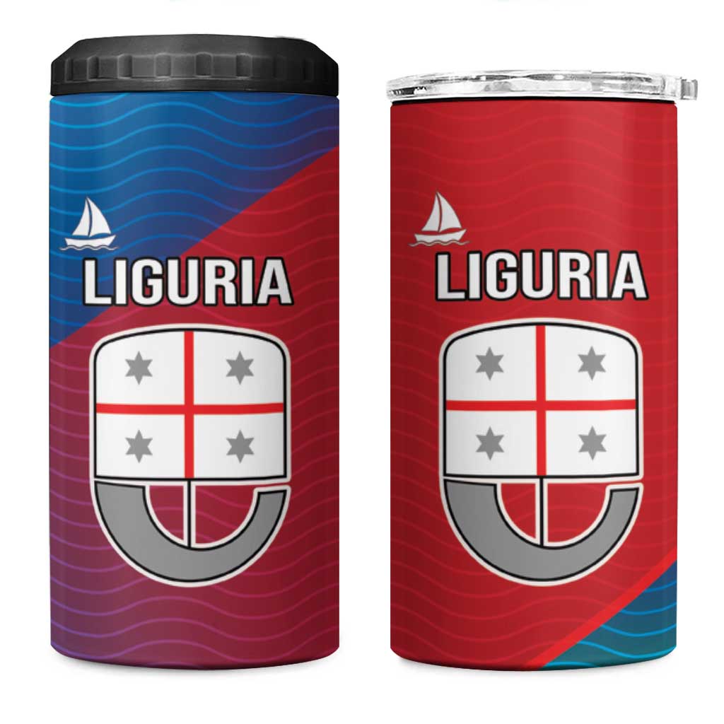 Italy Liguria 4 in 1 Can Cooler Tumbler Emblem With Flag Style - Wonder Print Shop