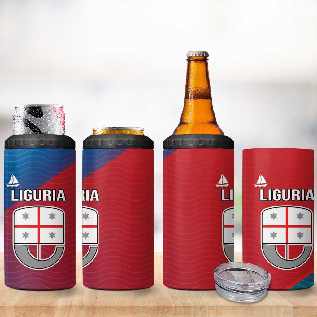 Italy Liguria 4 in 1 Can Cooler Tumbler Emblem With Flag Style - Wonder Print Shop