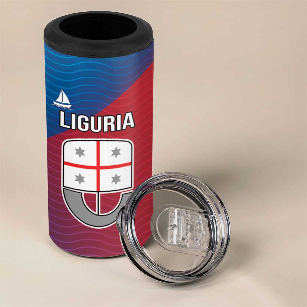 Italy Liguria 4 in 1 Can Cooler Tumbler Emblem With Flag Style - Wonder Print Shop